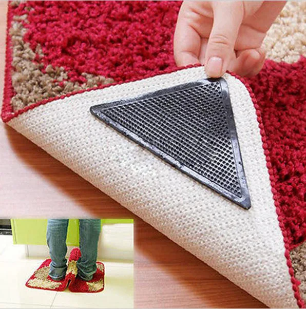 

4pcs Home Floor Rug Carpet Mat Grippers Non Slip Anti Skid Sticker Reusable Washable Silicone Grip Sticker for Living Room