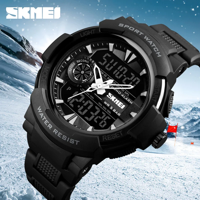 SKMEI спортивные часы водонепроницаемые Chrono Цифровые кварцевые мужские модные