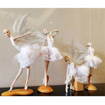 

Creative Ballet Dancing Girl Resin Angel Ornaments Crafts Desk Home Miniature Fairy Figurines Wedding Decoration Gifts