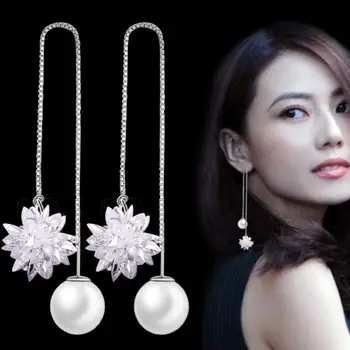

Fashion zircon graceful ice crystal pearl earrings