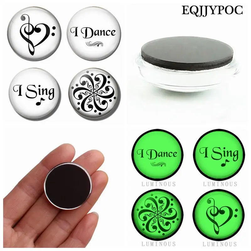 

I Dance" "I Sing" Magnets for Refrigerators for Whiteboard Simple Musical Note Luminous Glass Magnet for Fridge Decor Souvenir