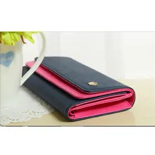 Многофункциональный женский бумажник полиуретан прочный хит цвет темно-синий кредитные карты билета ID карты денежный держатель Повседневная оснастка Органайзер Сумка