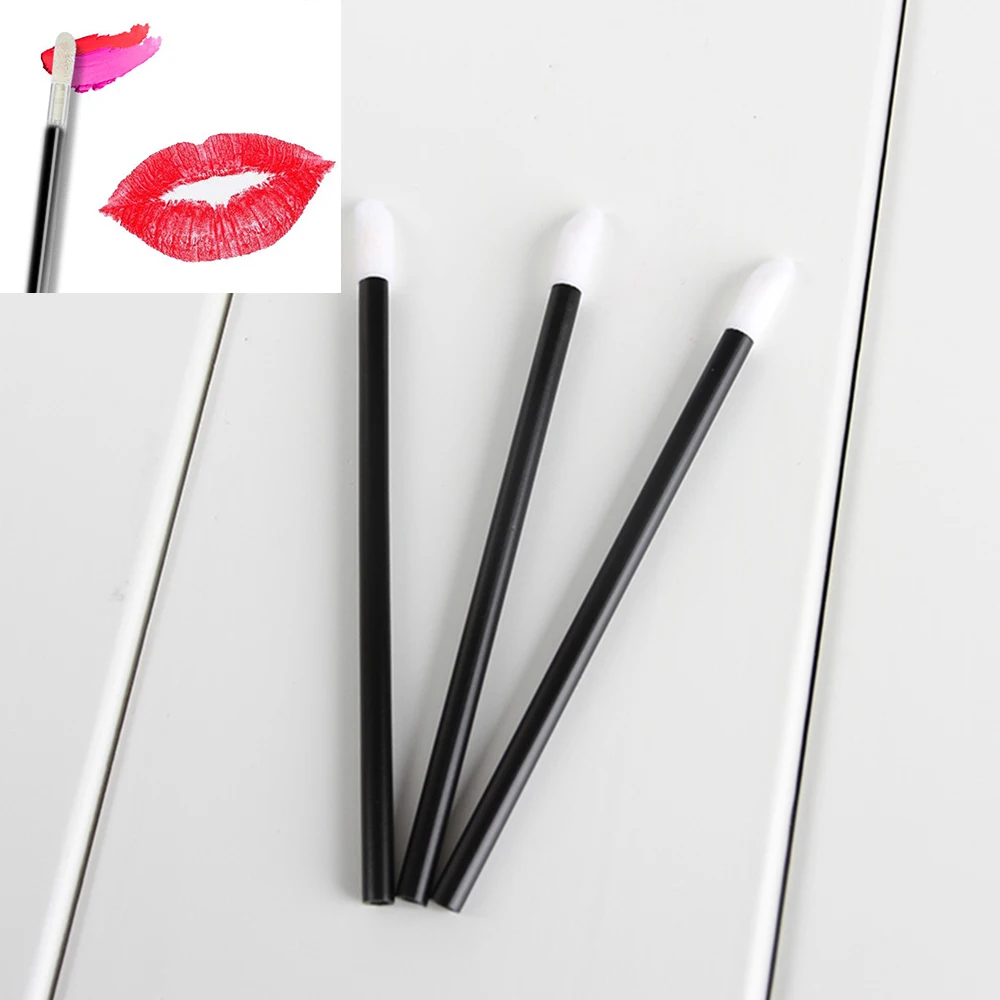 New 50Pcs Lipbrush Makeup Brushes Disposable Cosmetic Lip Brush Lipstick Gloss Wands Applicator Make Up Tool Brush Black&Clear (17)