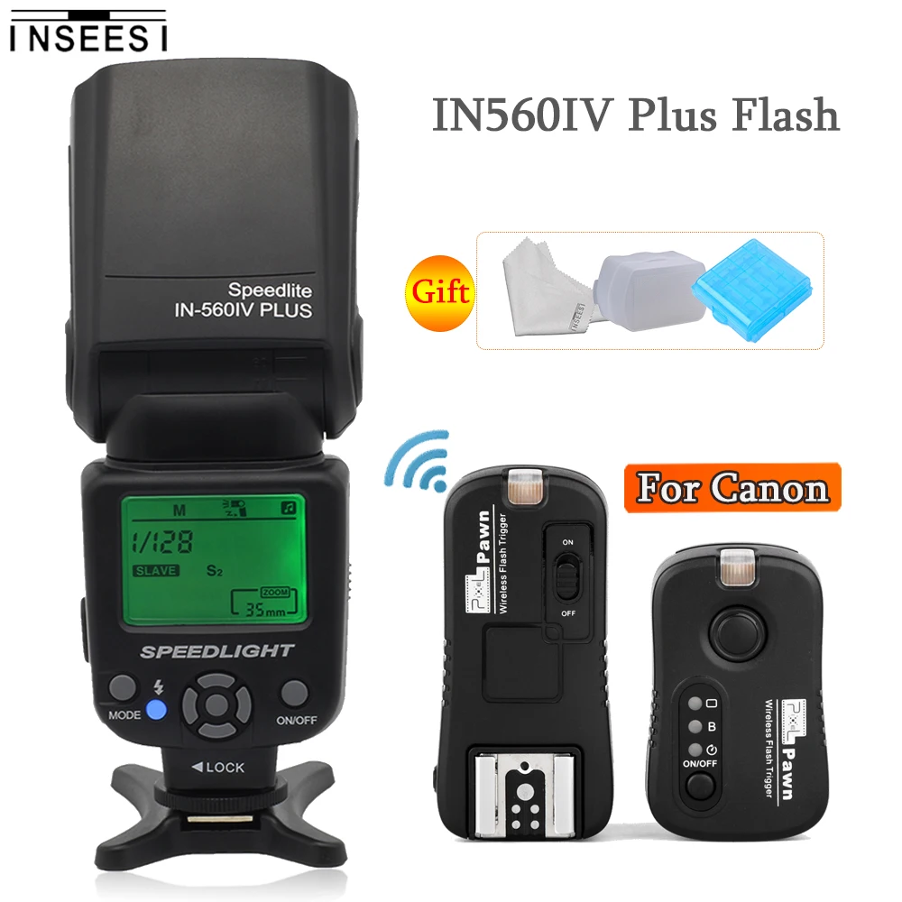 

INSEESI Camera Flash IN-560IV IN560IV Plus Wireless LCD flash Speedlite+TF-361 Flash Trigger For Canon DSLR Camera