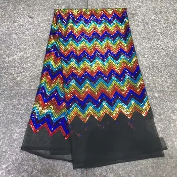 

2019 High Quality African Lace Fabric Gold , wine black French Net Embroidery Sequins Tulle Lace Fabric For Nigerian party Dress