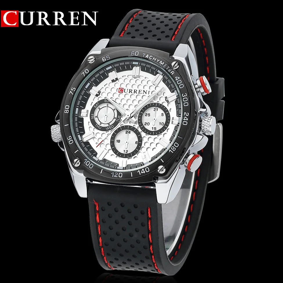  Curren sports Military watch Brand DIAL CLOCK HOURS HAND BLACK LEATHER STRAPS MENS WRIST WATCH 3ATM