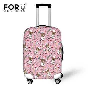 

FORUDESIGNS Cute Cartoon Nurse Bear Luggage Protective Cover Dust Rain Cover for 18-30 Inch Travel Suitcase Waterproof Cover Bag