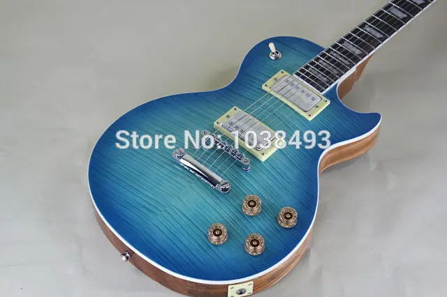 Cheap Free shipping Blue tiger stripes lp electric guitar, customelectric  guitar 1959 color can be customized