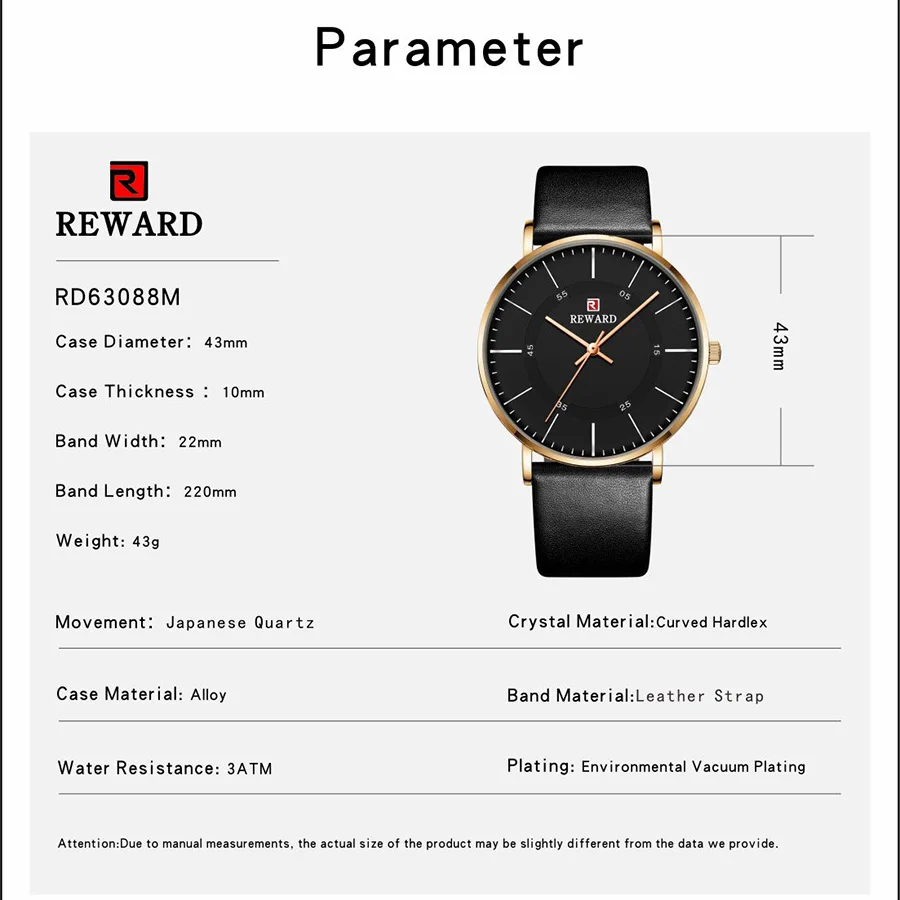 REWARD Military Mens Watches Top Brand Luxury Quartz Watch Men Casual Slim Waterproof Sport Wristwatch Fashion Relogio Masculino