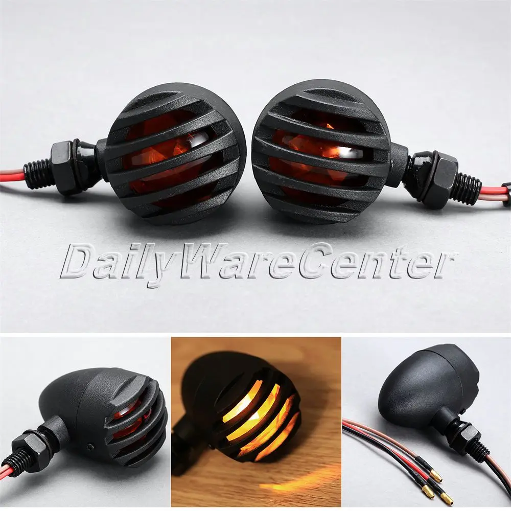 2Pcs Motorcycle Bullet Turn Signals LED Indicator Lamp Black Motorbike Amber Bulb Blinker Universal for Harley Honda Yamaha BMW