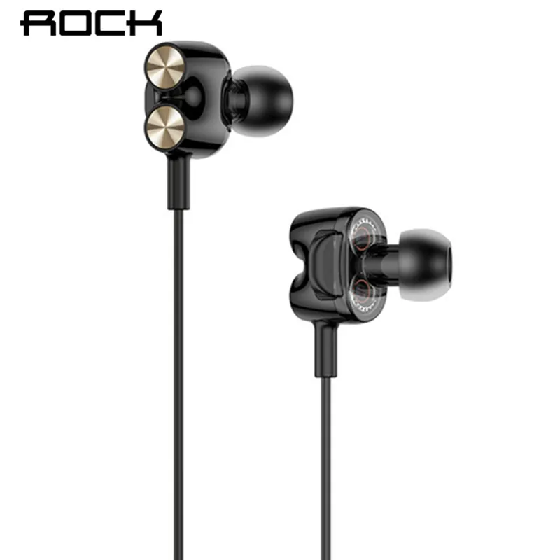 ROCK Dual Dynamic Drive наушники со спикером с микрофоном Проводная Hi Fi стерео гарнитура