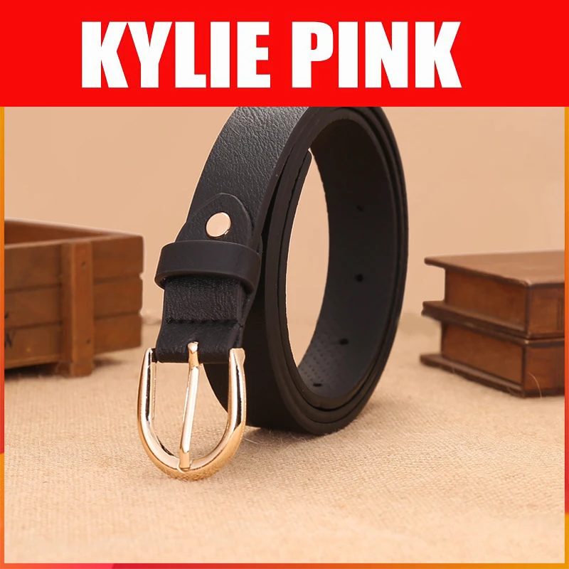 KYLIE PINK Fashion Female Antique Black Belt Metal Buckle Jeans Woman Faux Leather Belt Waistband Drop Shipping