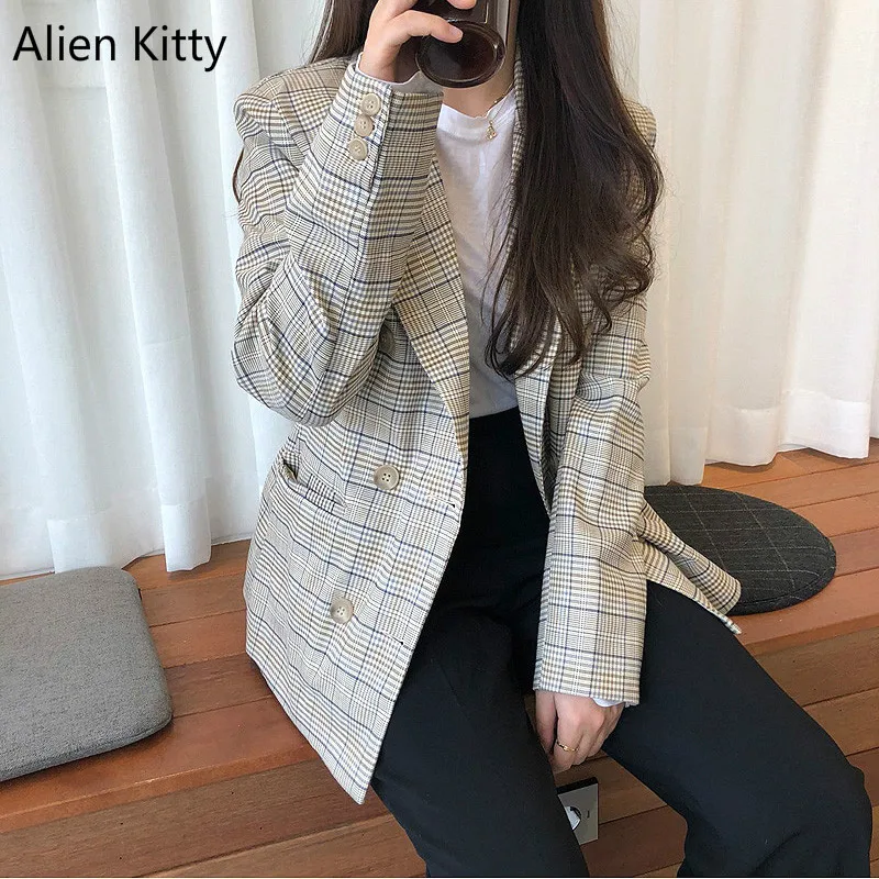 Alien Kitty 2018 New Autumn Casual Plaid Blazers Women