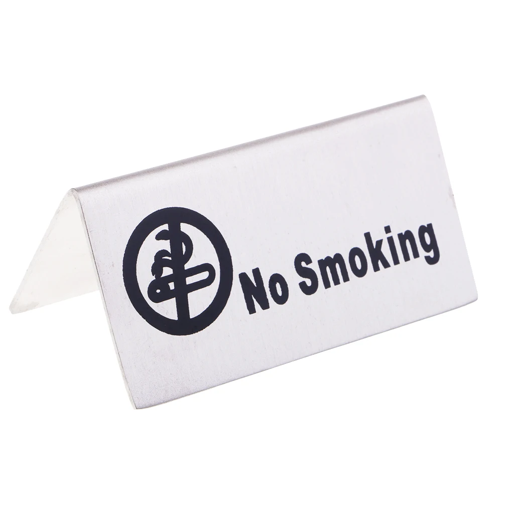 Stainless Steel Tabletop Sign - No-Smoking/ Reserved - Double-Sided Table Signs for Hotel Office Restaurant Remind Sign Tag