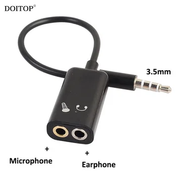 DOITOP 3.5mm Jack Stereo Audio Spliter Male to Mic Earphone Splitter Headset Microphone Adapter For Iphone 6 6s Plus Samsung PC