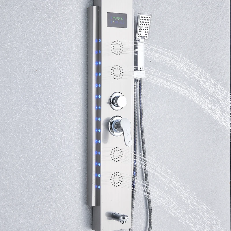 Led Shower Panel 5 Function Bathroom Shower Faucet Wall Mounting Cold and Hot Column