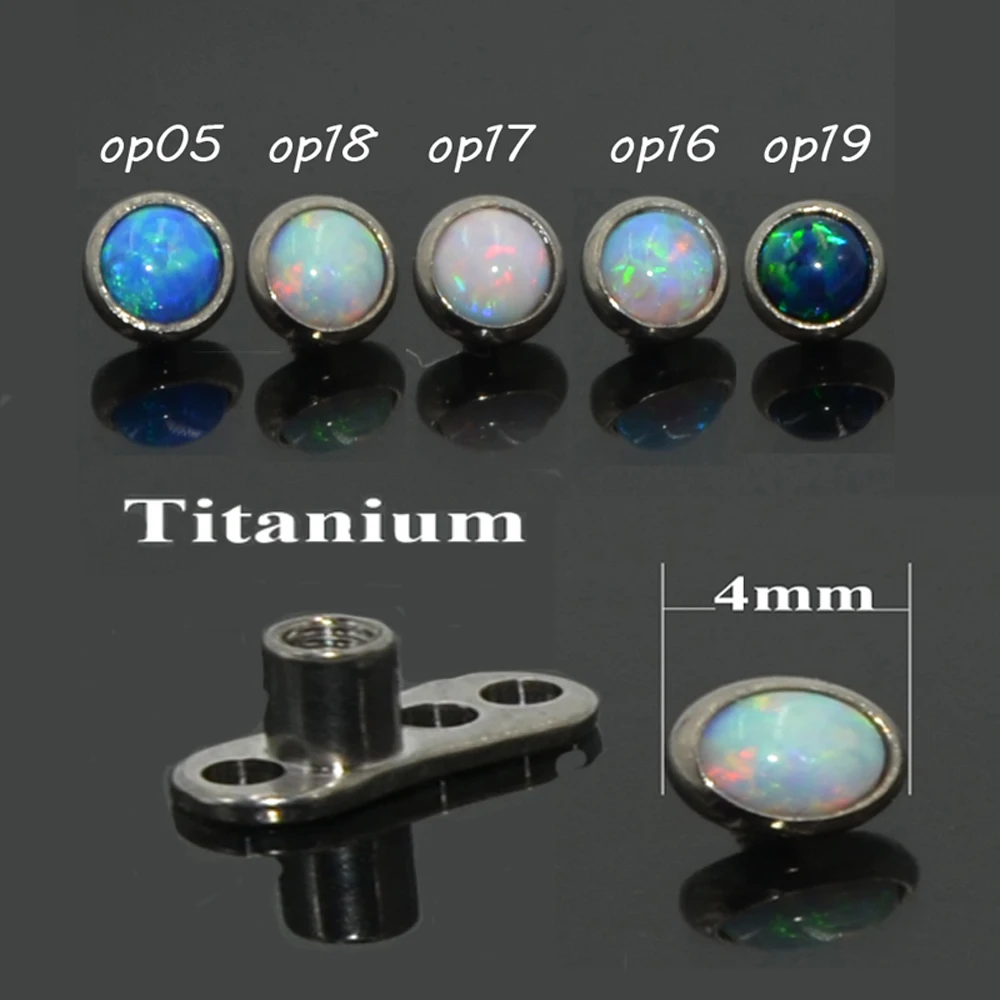 1 Pz G23 Titanio Massiccio Base 4Mm Opal Dermal Anchor Skin Diver Micro Dermal Monili Penetranti Del Corpo