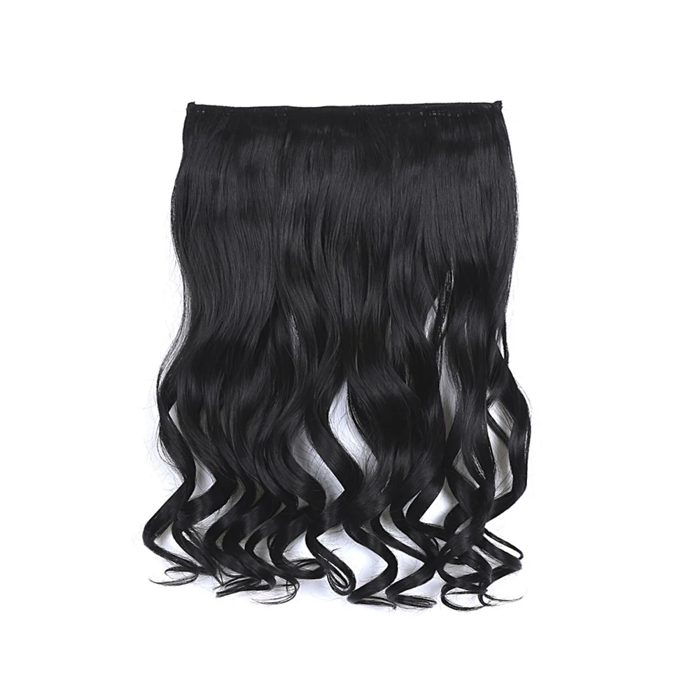 Natural Black Apply Hair Extensions 24inch Wavy Synthetic Hair