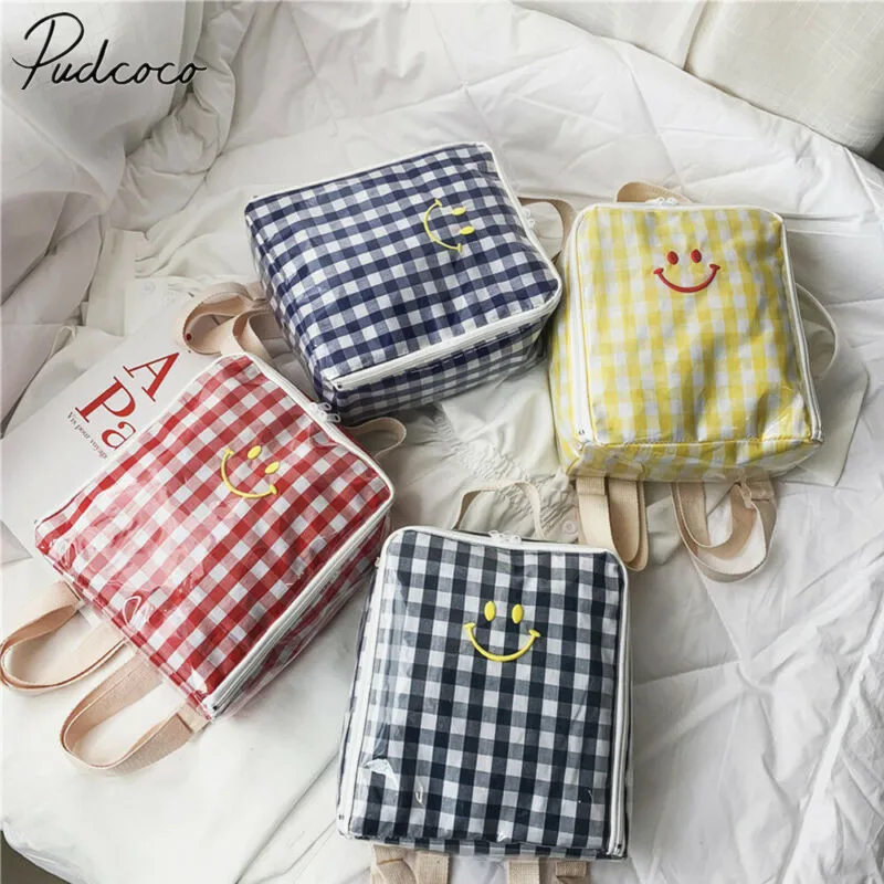 

2019 Baby Accessories Toddler Kids Children Transparent Boy Girl Plaid Backpack Schoolbag Bag Rucksack Kids School Bag Gifts