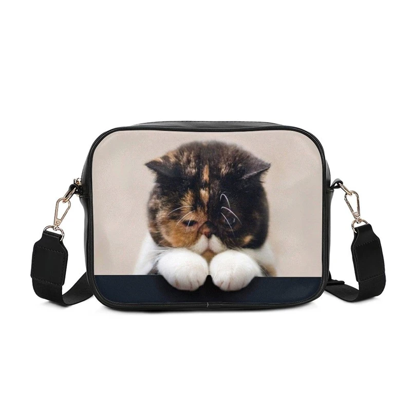 

New Arrival PU Leather Women Casual Shoulder Bag Cute Cat Print Sling Bags Ladies Handbags Vintage Travel Brand Messenger Bags