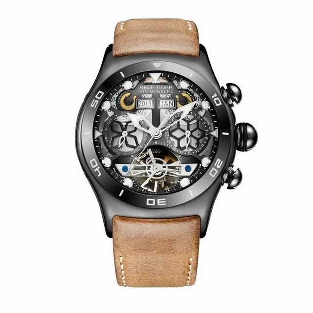 Reef Tiger Aurora Serier RGA703 мужские модные многофункциональные часы с циферблатом автоматические механические наручные часы с календарем на месяц год