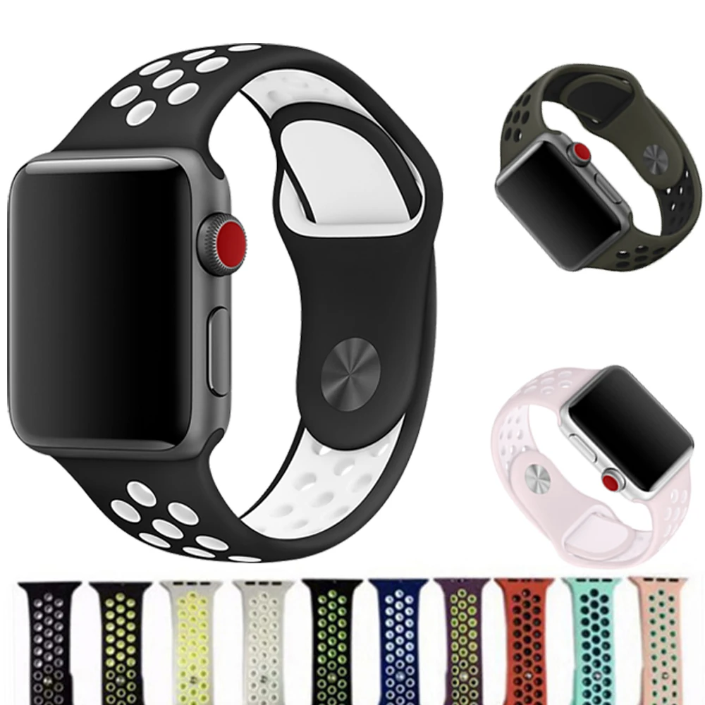 

Silicone Sport Strap For Apple Watch Band 42mm 38mm Nike Bracelet Wristband Belt Rubber Watchband for iwatch 3/2/1 Accessorise