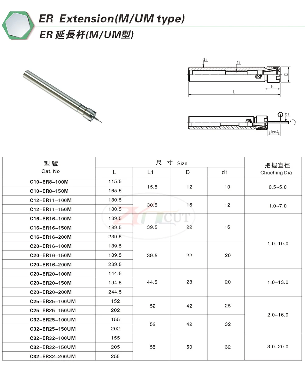 ER11 ER16 ER20 ER25 цанговый М типа расширение стержня эр патрон цилиндрическим хвостовиком удлинить стержень для ЧПУ