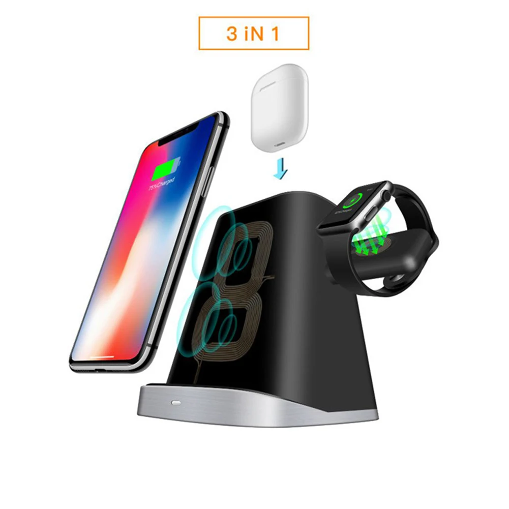

10W QI Wireless Charger Stand for iPhone XS X 8 Apple AirPods Charging Dock Station Charger for Apple Watch Series 4 3 2 1