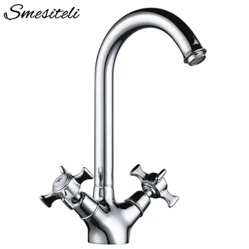 

Washbasin Faucet 360 Degree Swivel Mixer Tap Dual Cross Single Hole Chrome Silver Wash Basin Sink Faucets Promotions Patent