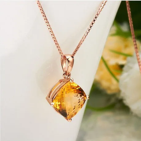 Elegant Yellow Topaz Charm 18K Rose 