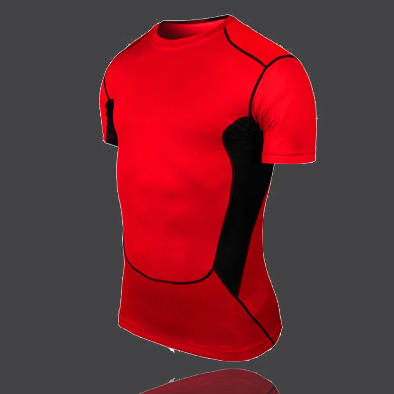 Мужская футболка с длинным рукавом, фитнес-зал, формирователь тела, компрессионная футболка, моделирующее белье для тренировок, быстросохнущие Топы - Цвет: Красный