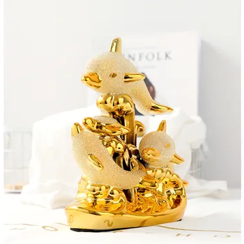 

Ceramic Dolphin Statue Home Decor Accessories Crafts Room Decor living Room Wedding Ornament Porcelain Animal Figurine M1513