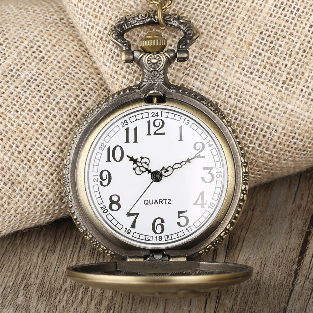 Винтажные бронзовые Кварцевые аналоговые карманные часы для женщин Персонализированные Имя Джулии часы для мужчин прозрачное арабское ожерелье с цифрами