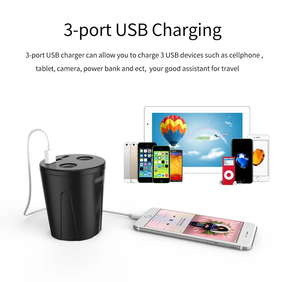 NTONPOWER MP 12V Выход USB Автомобильное зарядное устройство адаптер прикуривателя