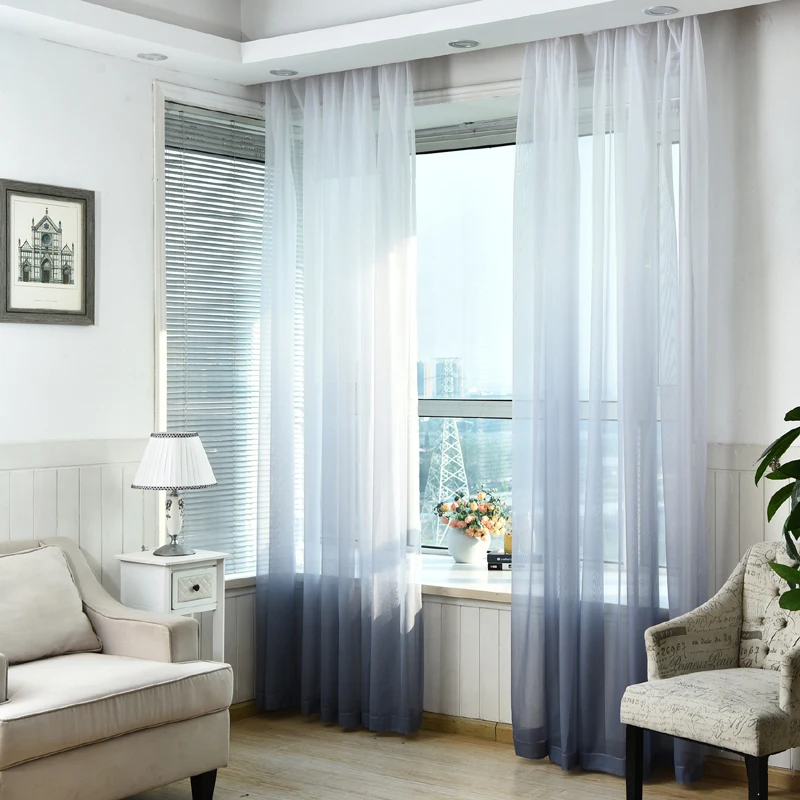 Шторы с градиентным рисунком, вуаль, серое окно, современные шторы для гостиной, тюль, отвесная ткань, Rideaux Cortinas 185& 30