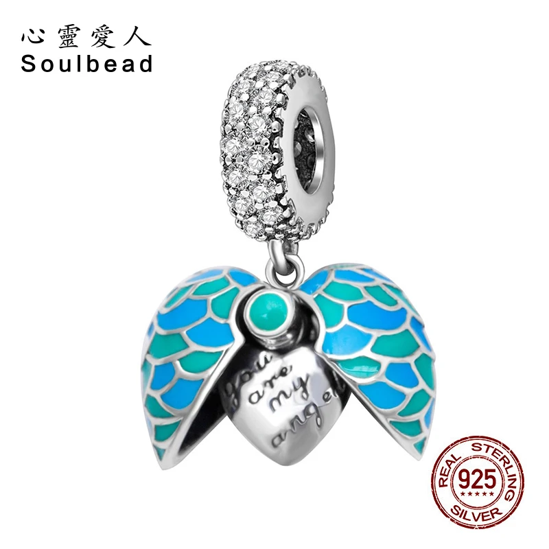 Soulbead Стерлинговое Серебро 925 пробы эмаль акценты CZ камень ты мой ангел сердце