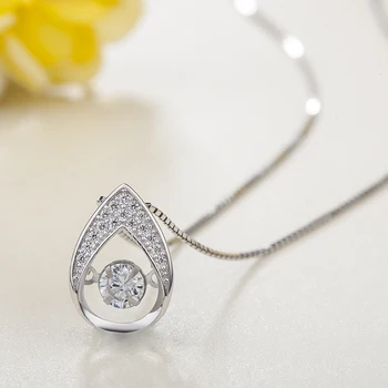

Wholesale Pendant Sterling Silver Box 45cm Chain Zircon Diamond Drop Pendant Jewelry Wholesale Silver Clavicle Necklace Wedding