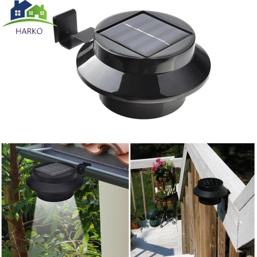 

Hot Waterproof Wall Garden Solar Lamp Light 1x 3 Leds Light Sensor Control Solar Powered Fence Gutter 4 LED Solar Powered Sensor