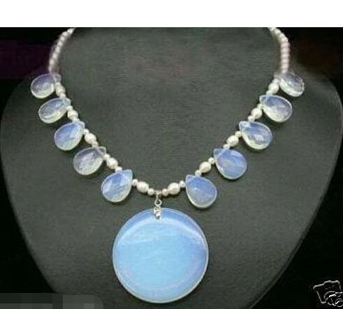 

shipping Jewelry opal white pearl pendant necklace