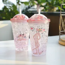 My Bottle Pink Panther Plastic Water Bottle Ice Straw Fashion Summer Cute Cartoon Bottle Of Water 2018 New GL25 My Bottle Pink Panther Plastic Water Bottle Ice Straw Fashion Summer Cute Cartoon Bottle Of Water 2018 New GL25