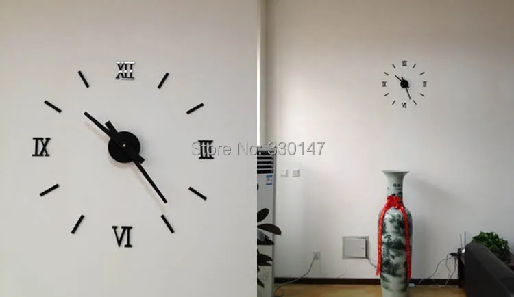 Rome Digital Number wall clock diy 3d mirror Silent Clock Acrylic Brief Quieten DIY wall clock modern design Wholesale