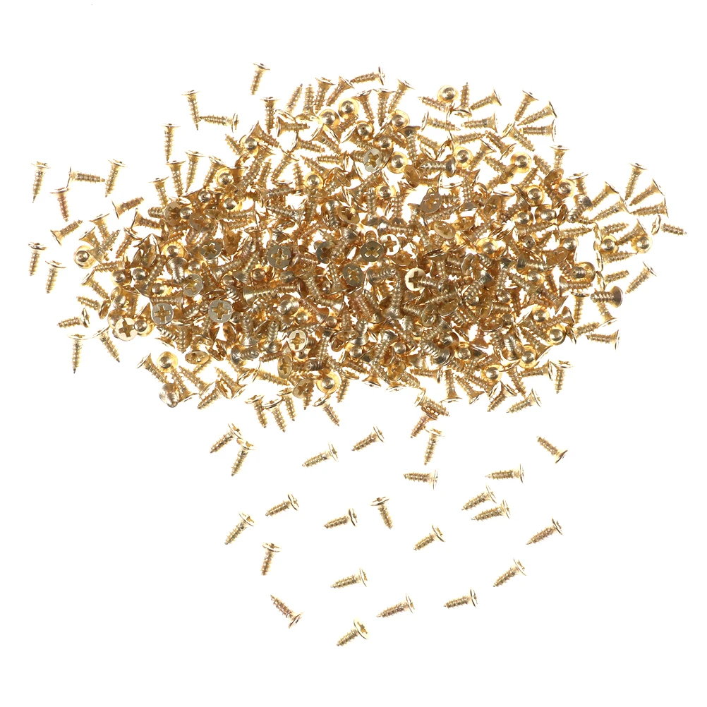 

1 Pack about 380pcs Brass Material Golden Screws Flat Self-tapping Screws DIY Model Making Tools 2*6mm