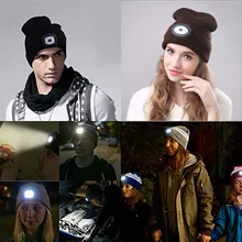 Мощный светодиодный свет унисекс Шапка-бини с USB перезаряжаемая для кемпинга туризма TH36