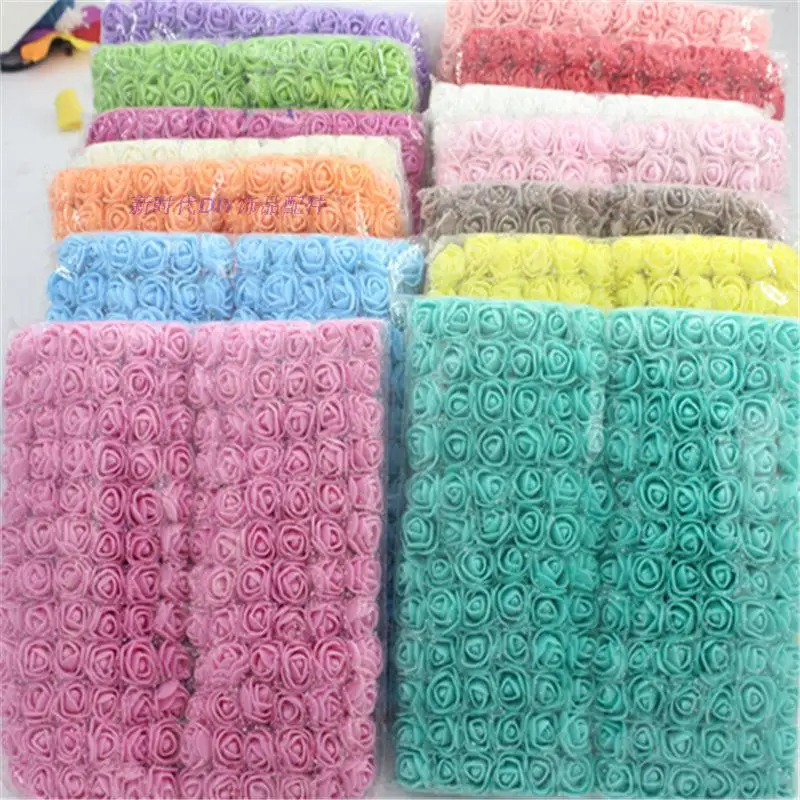 144pcs 2cm Multicolor Foam Rose Artificial Flowers Bouquet DIY Wedding Decoration Flower Bachelorette Party Fake Rose Flowers. Q