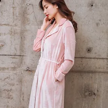 Длинный халат, осенне-весенний банный халат, женский халат, золотой бархатный халат с длинным рукавом для подружки невесты, модный теплый халат MA50182