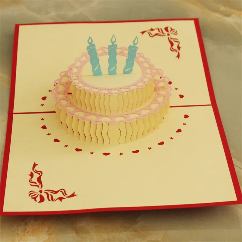 

Adicolo Happy Birthday Cake 3D laser cut pop up paper handmade postcards custom greeting cards wishes gifts for lover 15*15cm