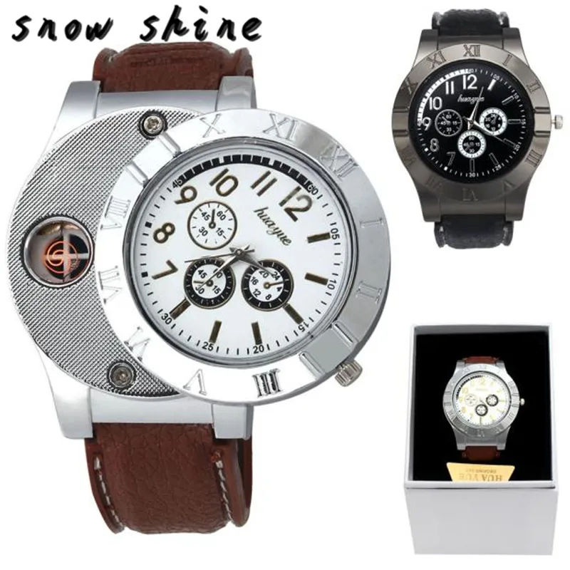 snowshine 3001 1PC Windproof Casual Military Quartz font b Watch b font USB Cigarette Cigar Flameless