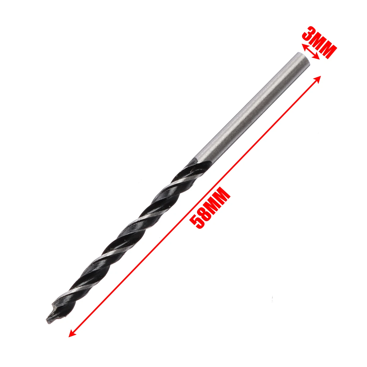 10pcs 3mm Diam Twist Drill Bit Wood Drill Bits with Center Point High Strength Drilling Tool for Woodworking