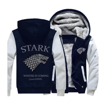 

Game of Thrones Streetwear Hoodies Wolf Stark Sweatshirt Men Winter Warm Fleece Thick Hooded Sportswear Coat Hip Hop Hoodie