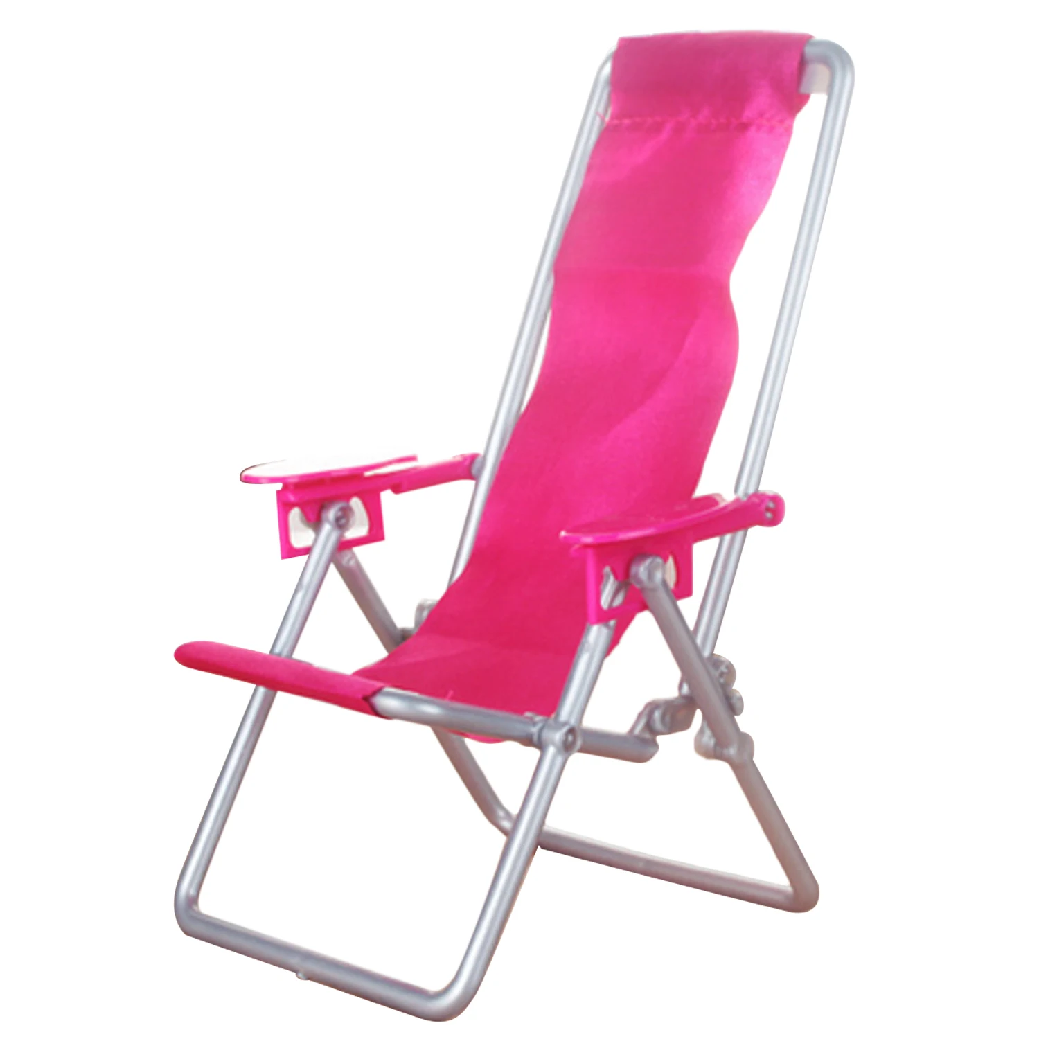 Plastic Mini Doll Foldable Beach Chair Miniature Dollhouse Sunbathing Recliner Deck Chair Furniture Accessories for Barbie Toy